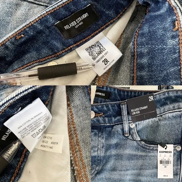 Express Relaxed Straight Leg Low Rise Distress Ripped Blue Jeans Women’s size 2R - Picture 6 of 13